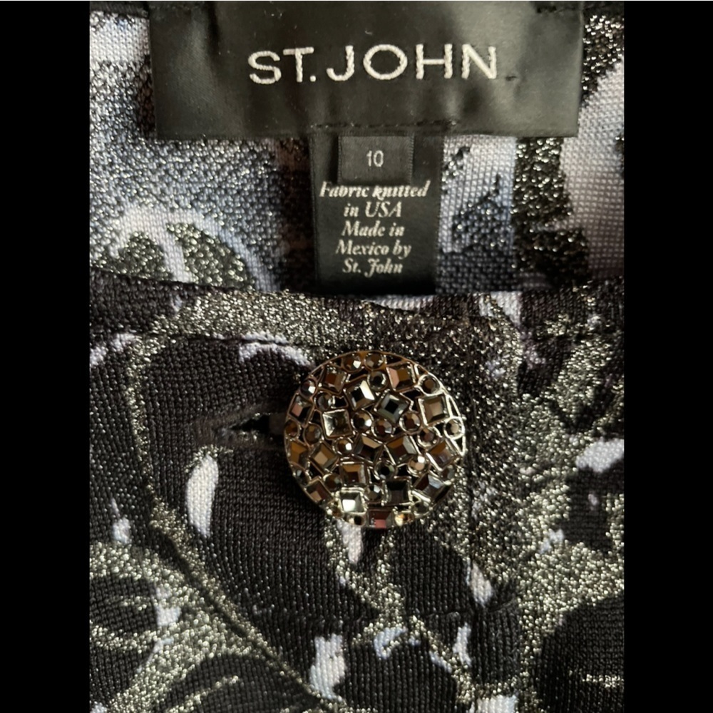 St. John Metallic Floral Blazer Sz 10 - Picture 6 of 7